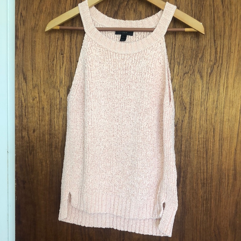 JCrew cotton/poly long tank/ribbon crochet